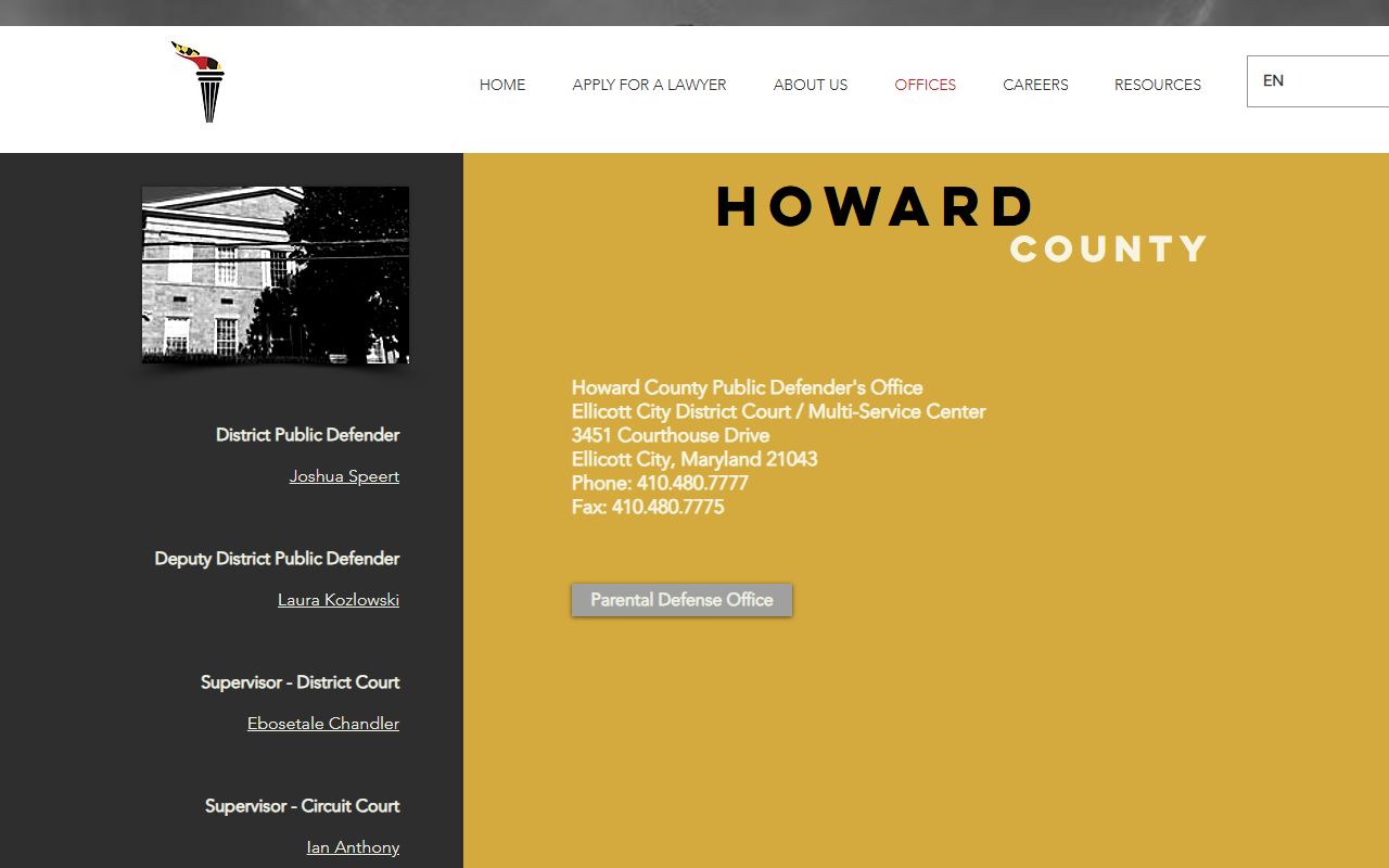 Howard County criminal court records Public Defender office