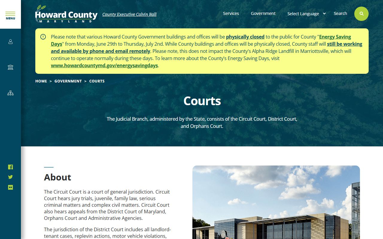 Howard County court records official county courts page
