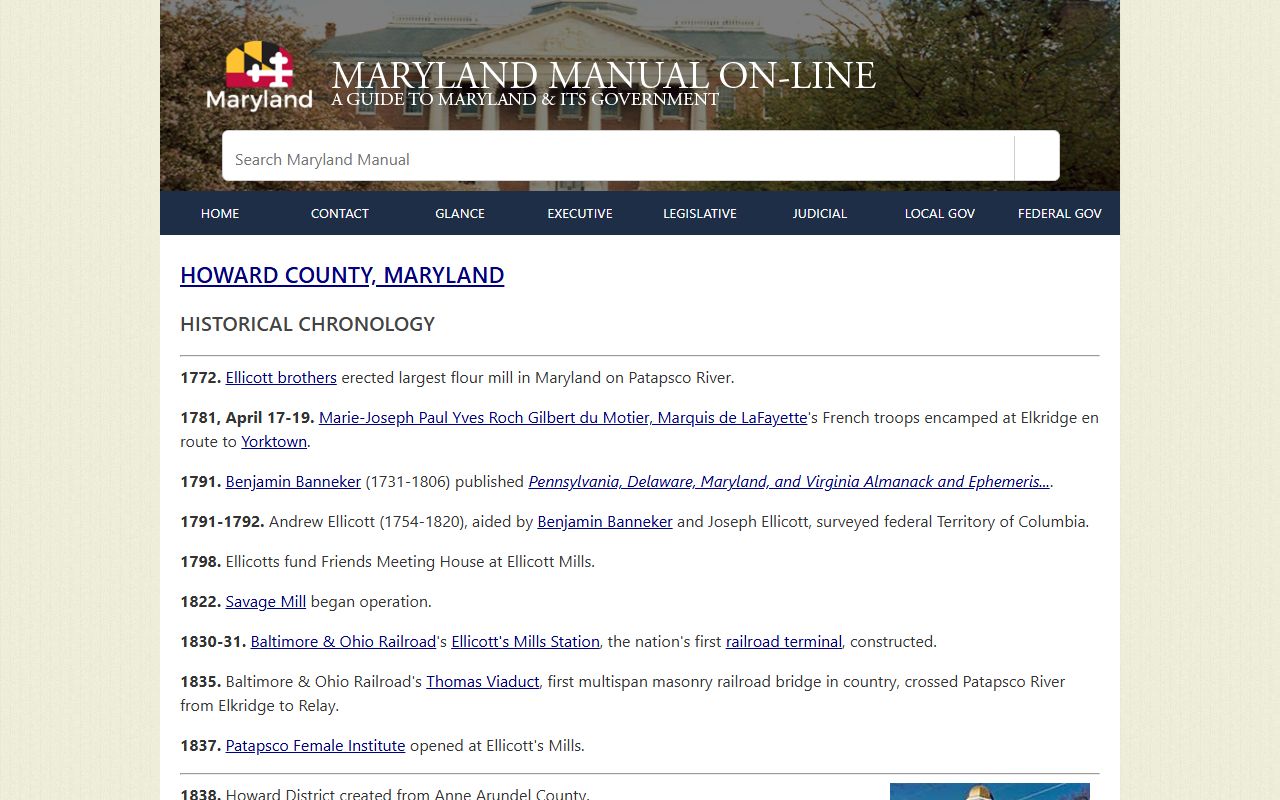 Howard County marriage and divorce records Maryland State Archives chronology