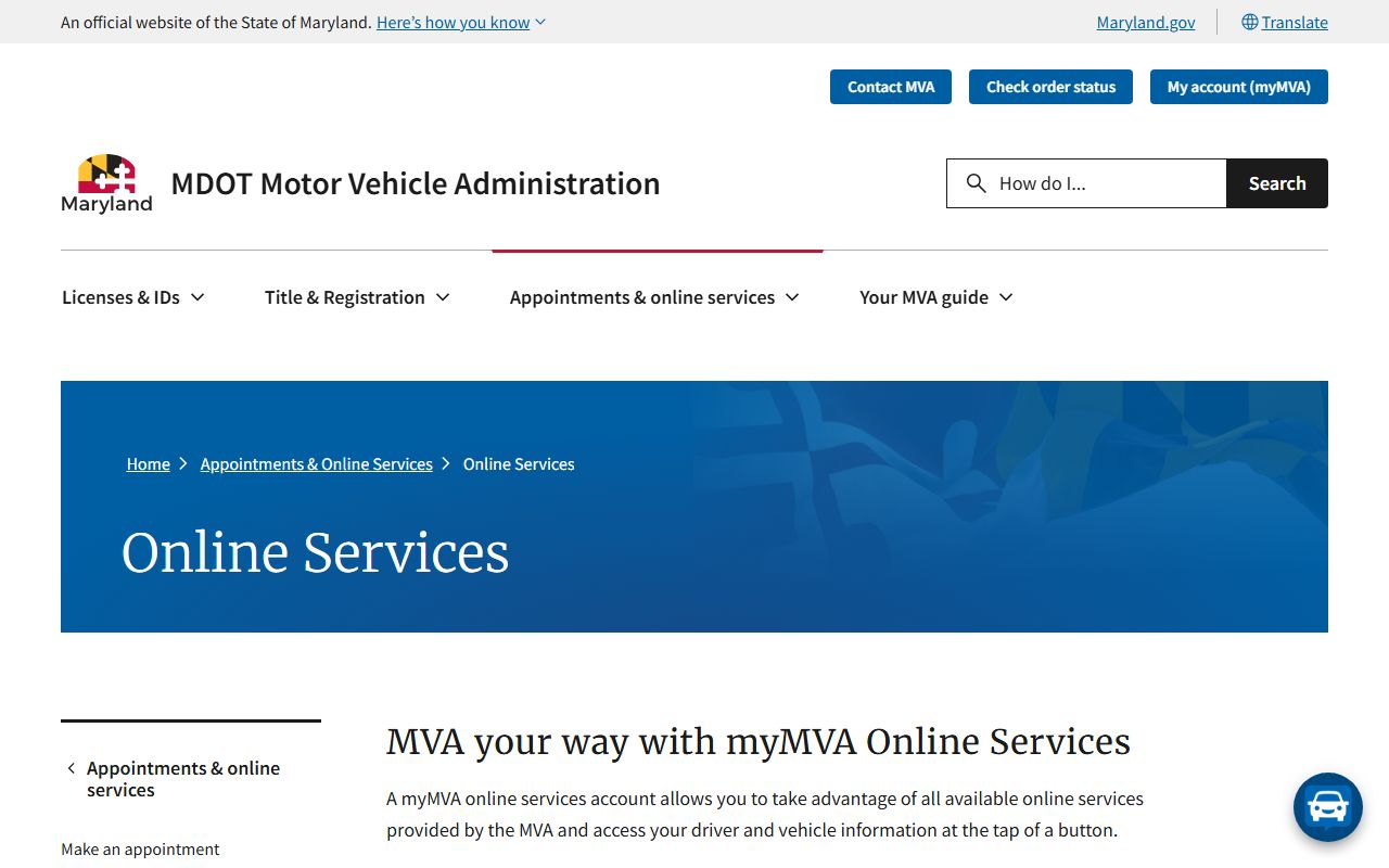 Howard County marriage and divorce records MVA online services context