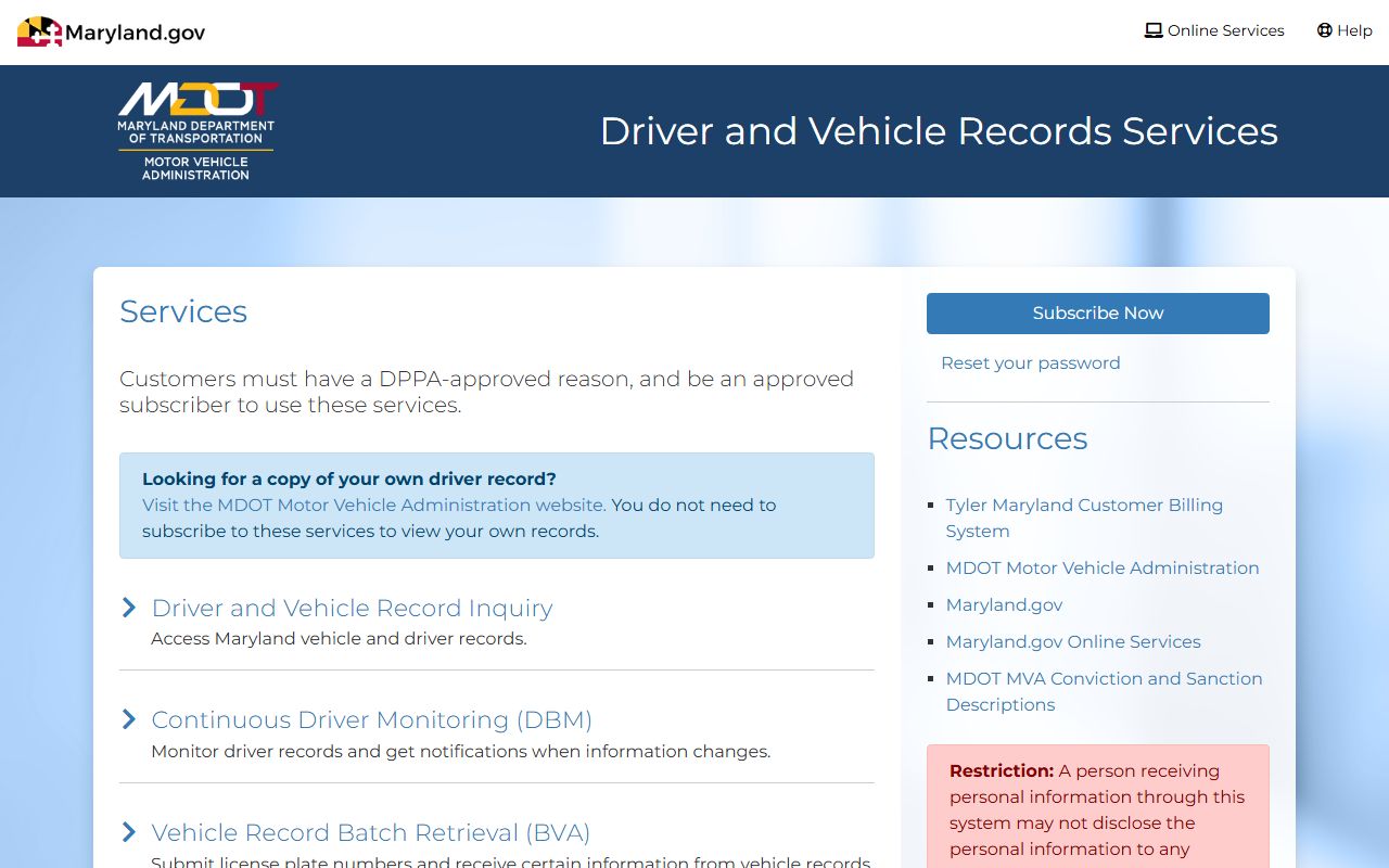 Howard County traffic court records MVA driver record inquiry