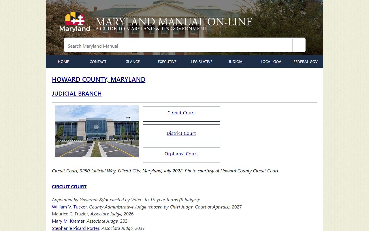 Howard County warrant records Maryland judicial officials